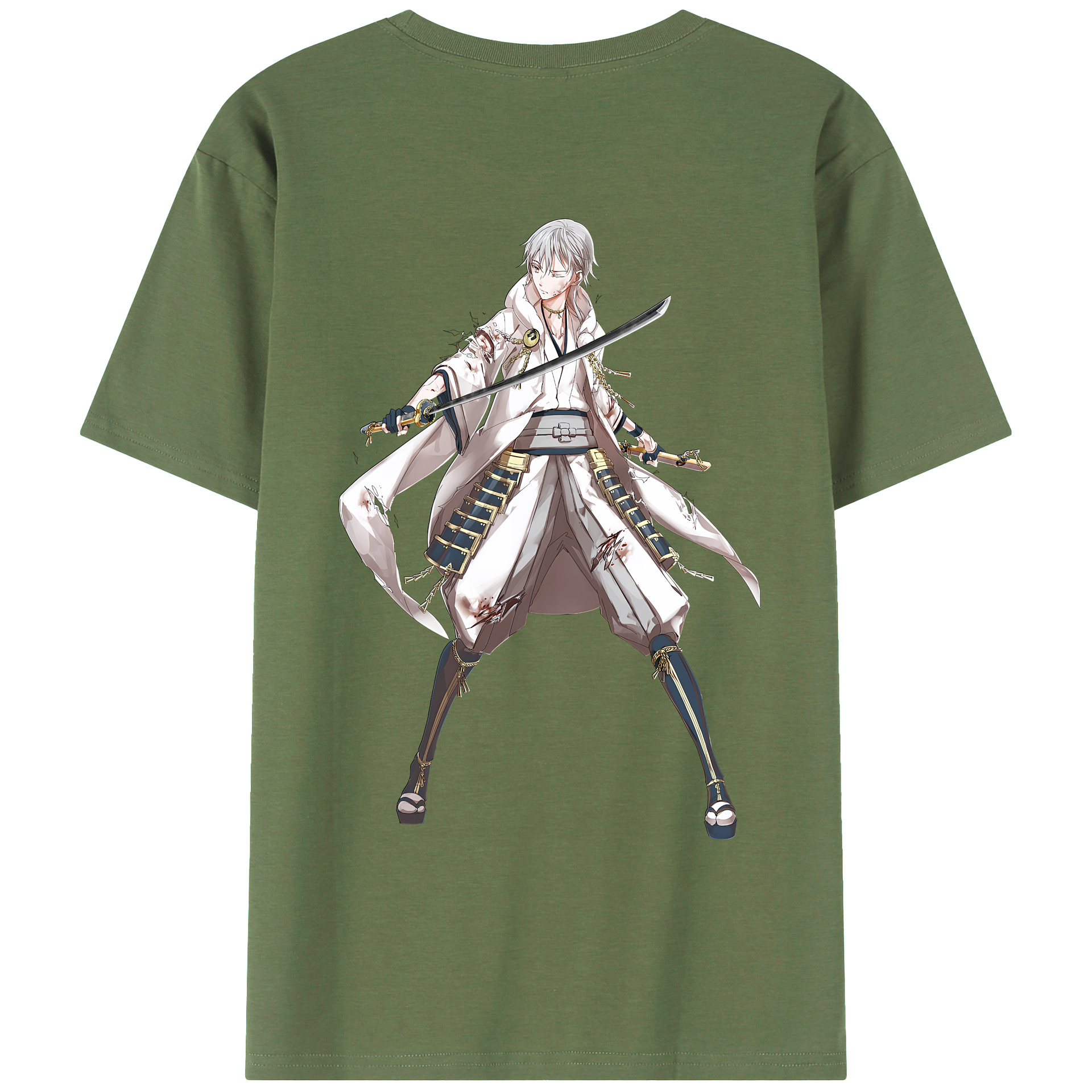 （画像用） 刀剣乱舞 Touken Ranbu 綿100％ メンズ半袖Tシャツ（バックプリント） 通気性